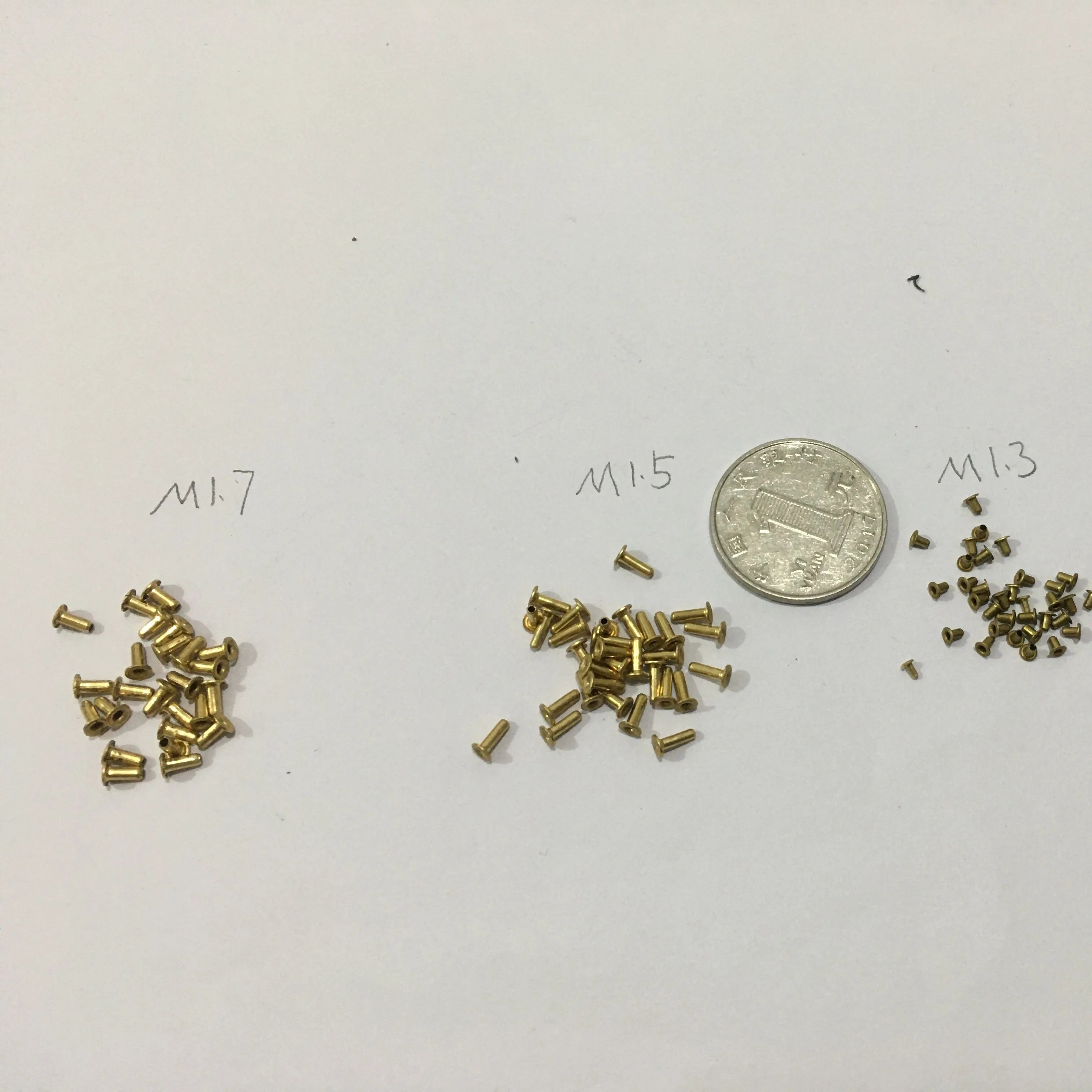 M1.3*2/3/4mm Brass Eyelet Rivet Nut SDPSI 1000pcs M1.3x2/3/4mm Copper Nut Hole Rivets Hollow Grommet Brass Rivet
