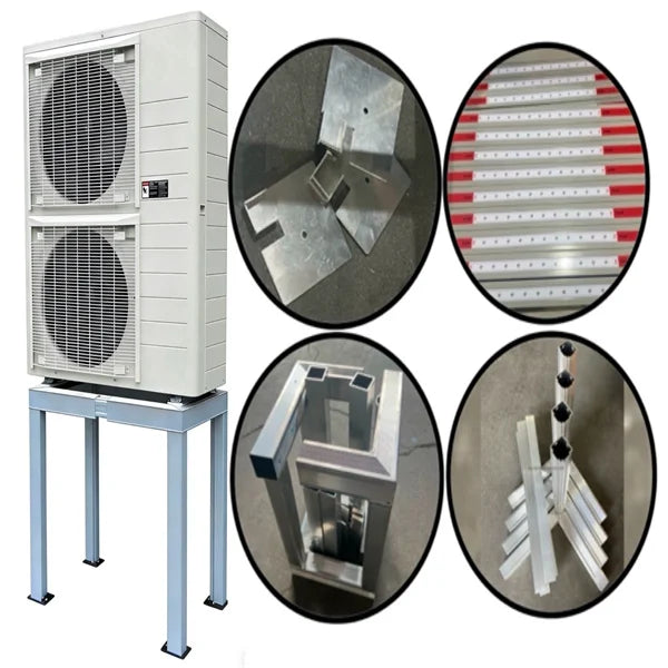 Customizable Aluminum HVAC Outdoor Unit Support System Complete Kit with Brackets Rails & Reinforcement Plates