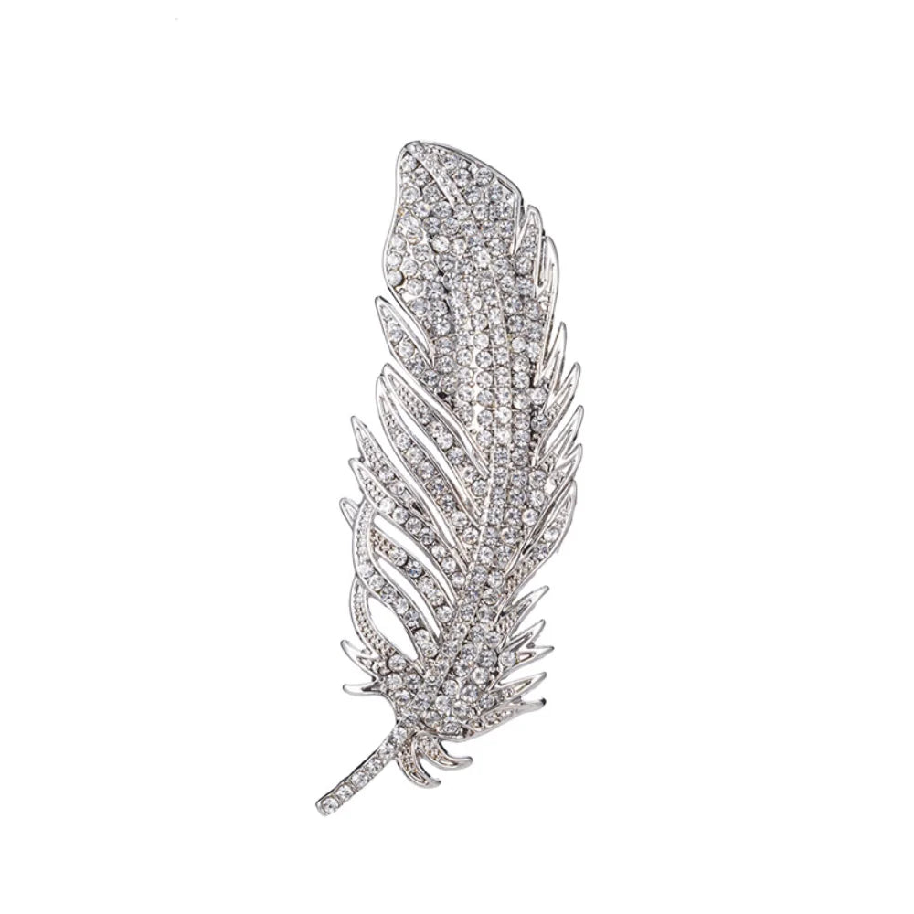 Cz Beads Paving Feather Brooches Brooch Pin Women Handmade Pins and Brooch