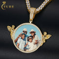 New Design 52mm Guardian Angel Custom Iced Out Memory Necklace Hip Hop Custom Photo Locket Picture Pendant with Free Rope Chain