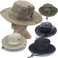 Camping Fishing Hiking Jungle Sports Hat Men Outdoor Fishing Sunshade Fisherman Hat Wide Brim Boonie Cap String Bucket Hats