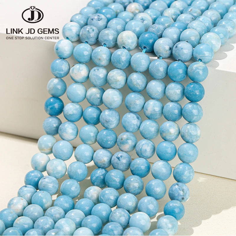 JD Wholesale Blue Larimar Stone Beads 6/8/10/12mm Dyed Color Round Loose Spacer Beads for Jewelry Making Natural Gemstones