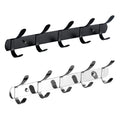 Stainless Steel Coat Hooks 5 Wall Mounted Hangers with Metal Key Black Storage Rack for Clothing in Bathrooms or Homes