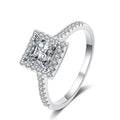 D Color Factory Wholesale Jewelry 925 Sterling Silver 18K White Gold Plated 1Carat Princess Cut Moissanite Engagement Ring