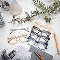 Unisex Fashionable Solid Blue Cat Eye Lens Shape Lightweight Optical Eye Glasses Plastic Demo Lens Injection Prescription-Free