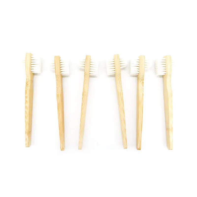 Eco Friendly Bamboo Orthodontic Denture Brush False Teeth Brush Double Sided Toothbrush