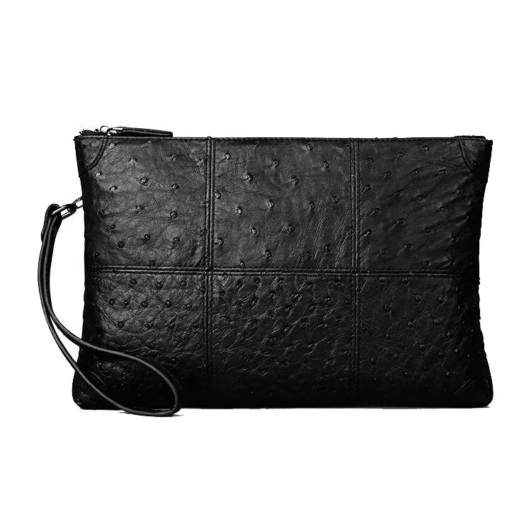 New Arrival Best Selling Top Grade Stylish Genuine Ostrich Leather Clutch Bag