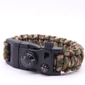 Tactical Outdoor Survival Bracelet with Durable Polyester Multi-Tool Whistle Thermometer and Compass with Pointer for Navigation