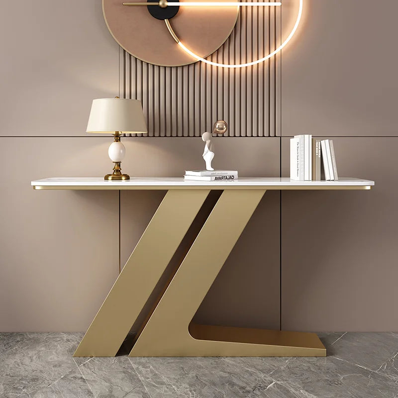 Hot Sale Entrance Hall Living Room Strong Black Marble Top Stainless Steel Stand Console Table