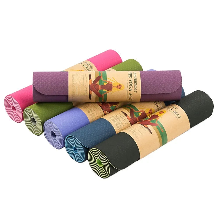 Yoga Mat Anti-skid Sports Fitness Mat 6MM Thick TPE Comfort Foam Yoga Matt for Exercise Yoga and Pilates Gymnastics Mat