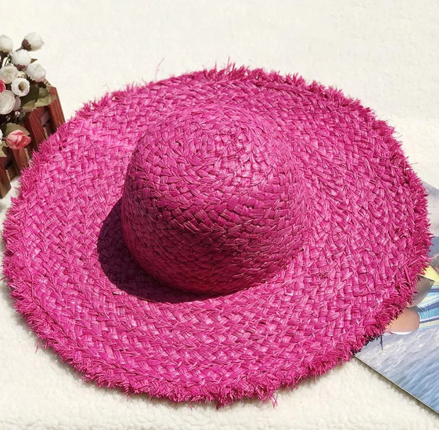 Wholesale Women Summer Sun Hat with Large Brim Ladies Raffia Straw Hat Fringe Big Beach Hats for Holiday Sombrero