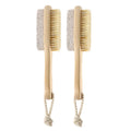 Factory Direct Eco-Friendly Natural Double-Sided Wood Foot File Pumice Stone Boar Bristle Durable Waterproof Reusable Nail Care