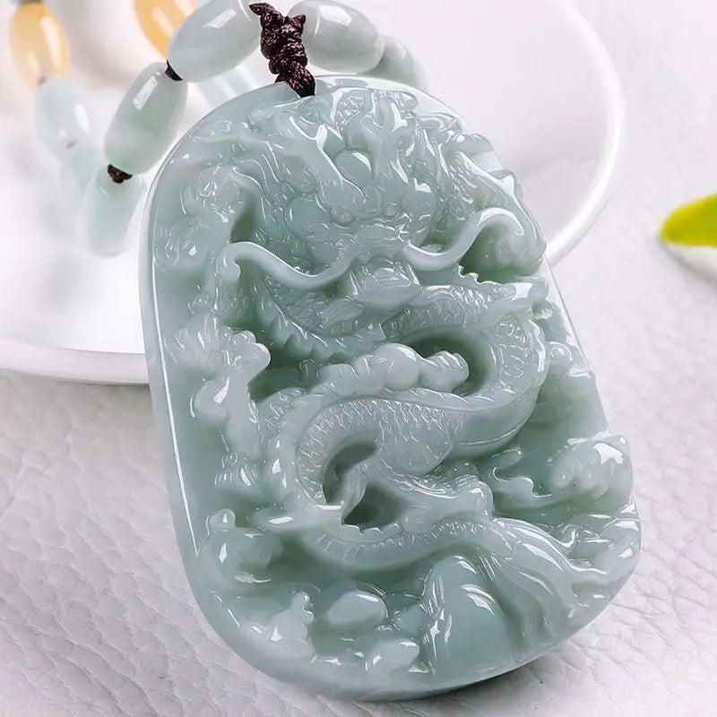 A Goods Jadeite Dragon Brand Pendant for Men Large Jade Dragon Twelve Zodiac Dragon Brand Necklace Pendant Jade Jewelry