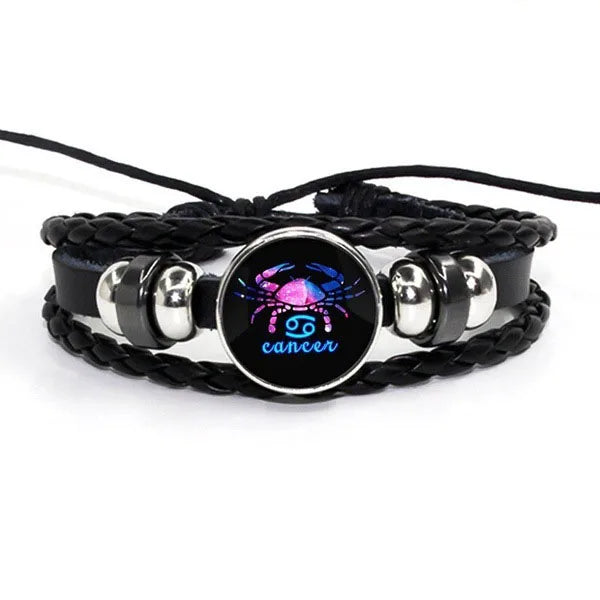 12 Zodiac Bracelet  Bracelets Handmade Charm Leather Bracelet Punk Bangle ZU045