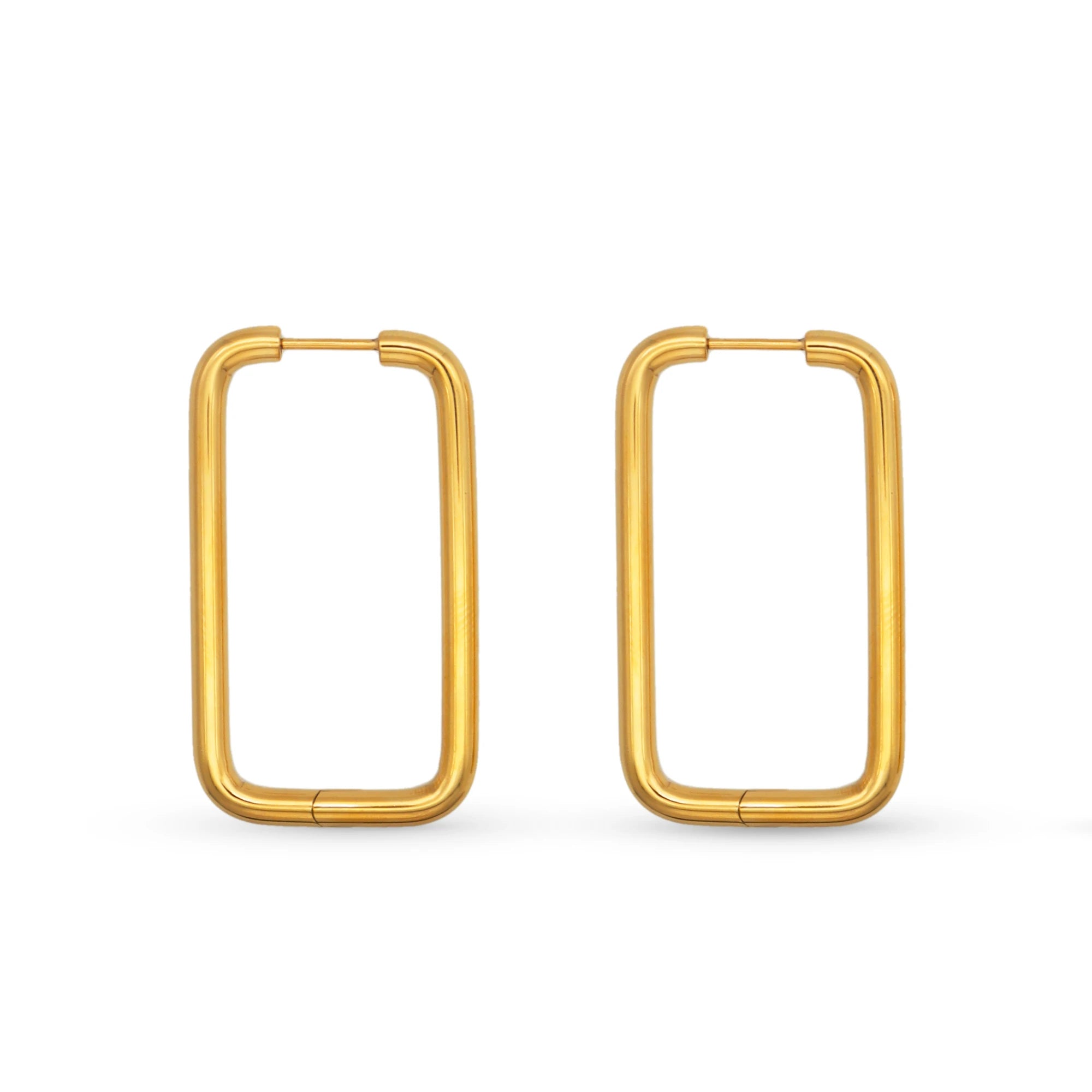 Chris April in Stock 316L Stainless Steel Minimalist Geometric Rectangular Hoop Earrings