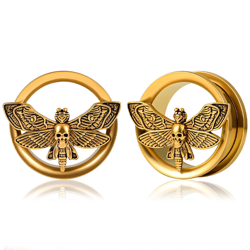 Fashion 316L Stainless Steel Gold Plated Children's Wedding Ear Gauges Plugs Tunnels Piercing Body Jewelry Stretchers