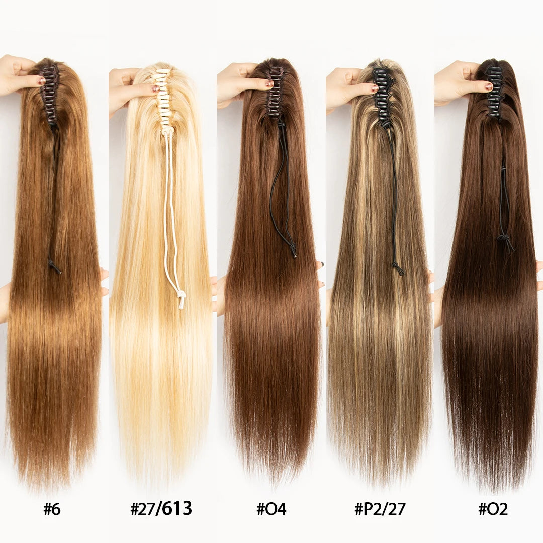 Wholesale Human Hair Claw Ponytail Hair Extension 100%  Virgin Remy Straight 8-30'' Clip in Pony-tail