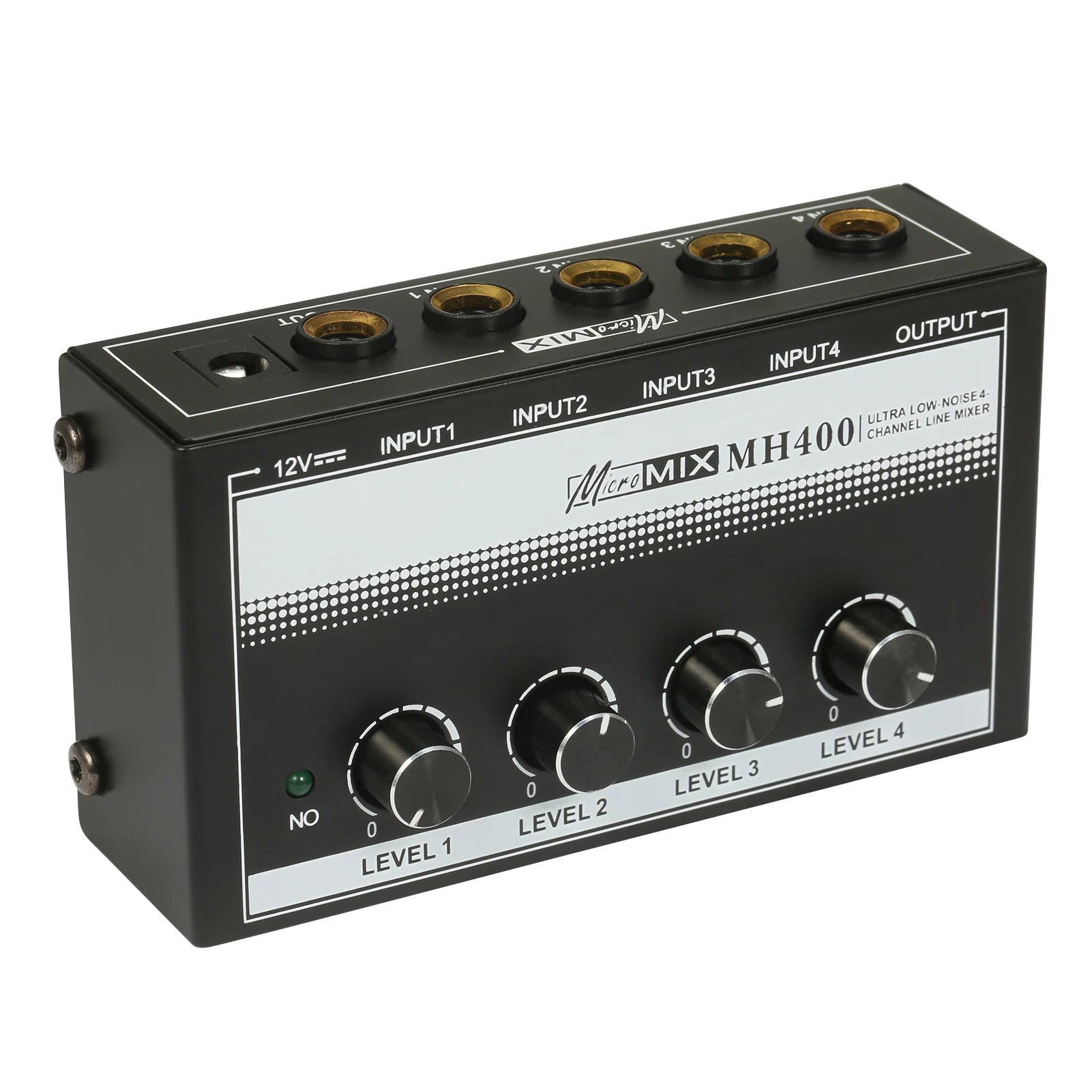 MH400 Ultra Low-Noise 4-Channel Line Mixer Mini Audio Mixer with 1/4-inch TS Inputs & Output Volume Control for Guitars Bass Key