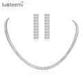 LUOTEEMI Set of Luxury Icy Bridal Jewellery Fashion Necklace Dainty Earrings Cz Trending Woman Zirconia Jewelry