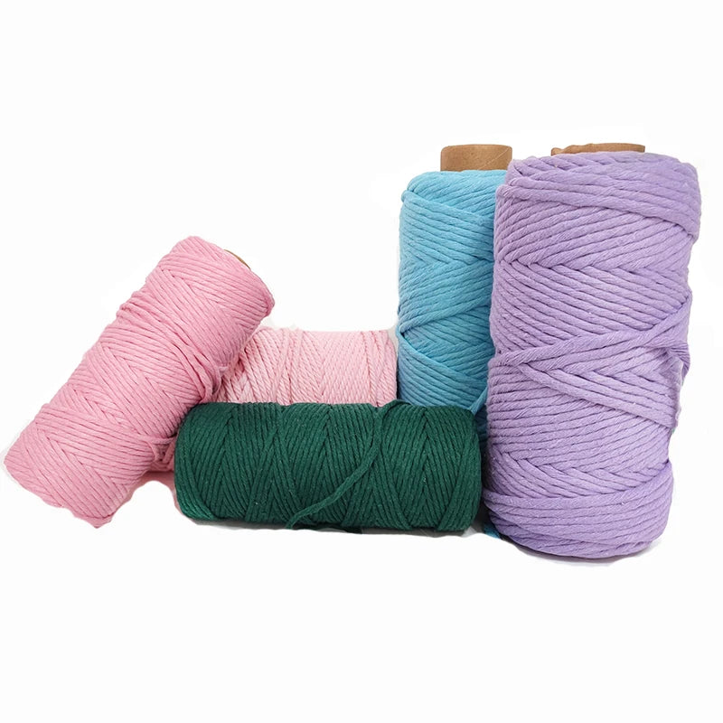 Wholesale 100% Cotton Macrame Cord Single Strand 3mm/4mm Twisted Finish Custom Length for Shoes Bags Garments Home Textiles