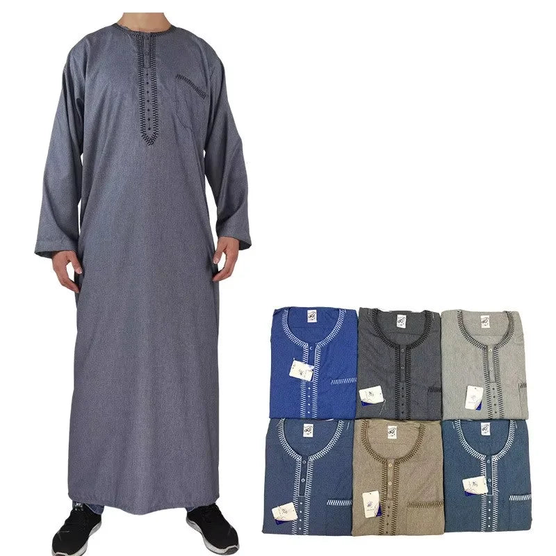 Manufacturers Designer Moroccan Daffah Mens Long Sleeve Jalabiya Kurta Pajama Thobe De Qualite for Men Homme Muslim