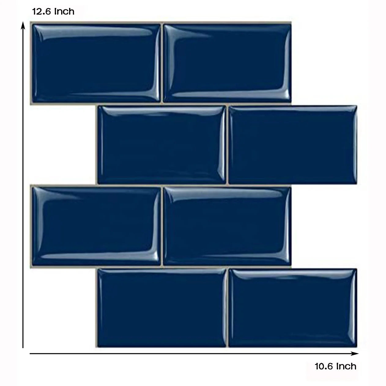 Brick Style Dark Blue  Vinyl Wall Tiles Waterproof  Home Decor  for Backsplash Kitchen Bathroom Living Room