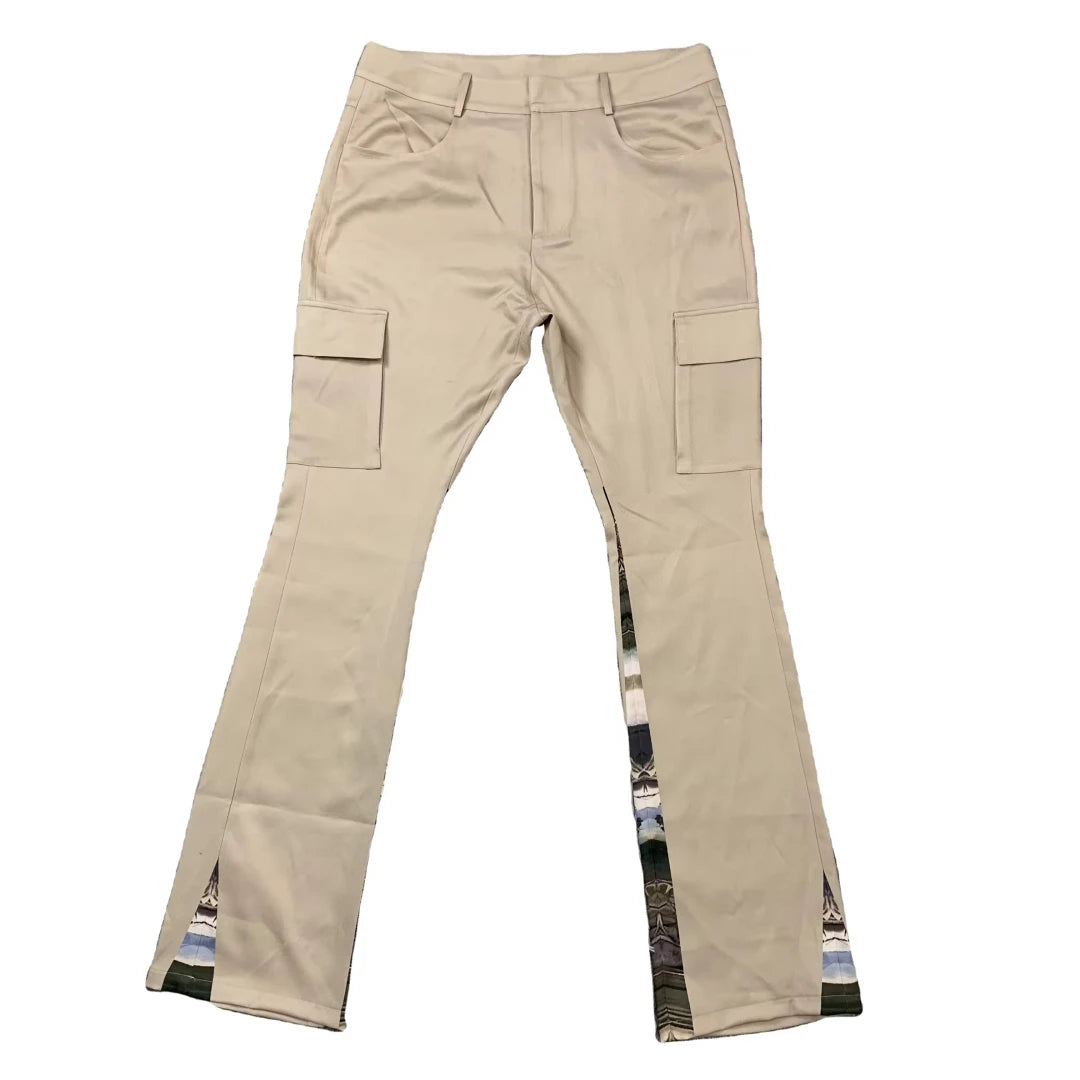 DENIMGUYS Custom Cargo Flare Pants Men Patchwork Stacked Flared Pants