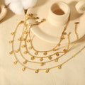 18K Gold Plated Stainless Steel Foot Jewelry for Women Bead Chain Petal Disc Pendant Anklet