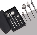 Silver Rose Gold Stainless Steel Flatware Set Luxury Wedding Black Cutlery Set for Gift