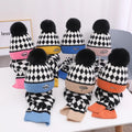 New Winter Warm Jacquard Knitted Beanie Hat 2PCS Set of Long Acrylic Scarf and Hat for Children Outdoor Style