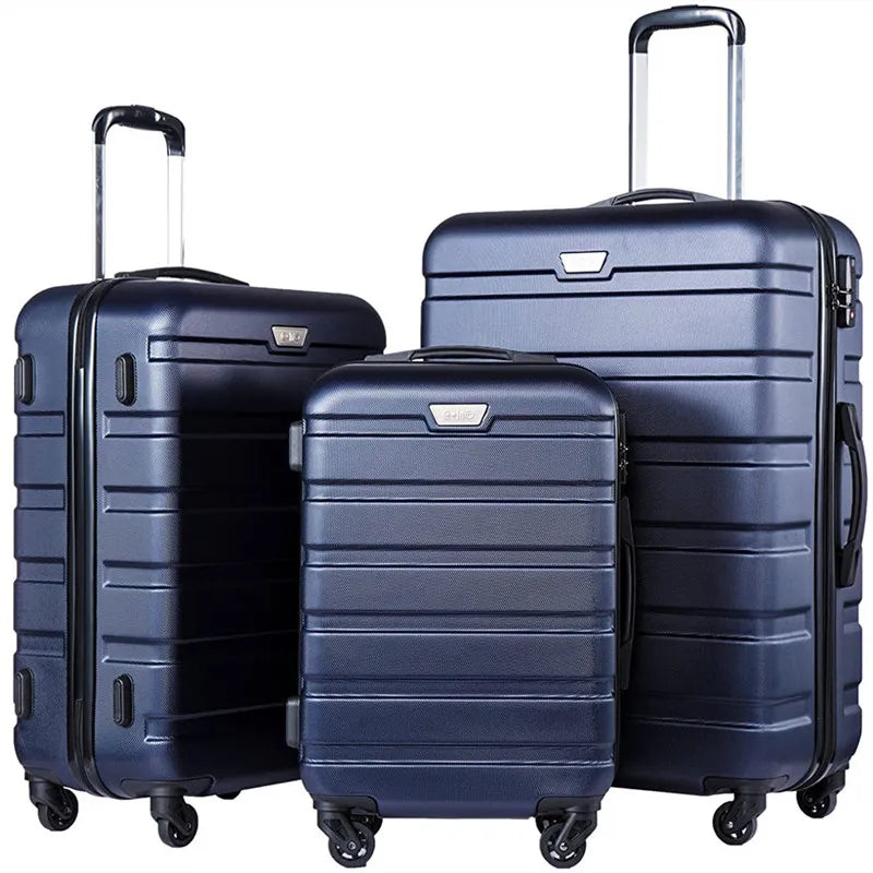 Oem Custom Vintage High Quality Travel Bags Carry on Luxury Hard Shell ABS PC Suitcase Sets 3 Pcs Trolley Luggage on Wheels