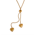 JINYOU 1317 Heart Long Pendant Stainless Steel Gold Color Pull-out Type Bib Necklace Rust Proof Trendy Korean Jewelry Bijoux MegaBDM