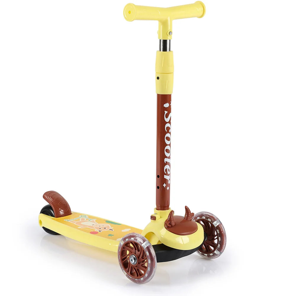 Children Kids Scooter Height Adjustable Foldable Lean to Steer Kids' Kick Scooter With Flashing PU 3 Wheels for Boys Girls