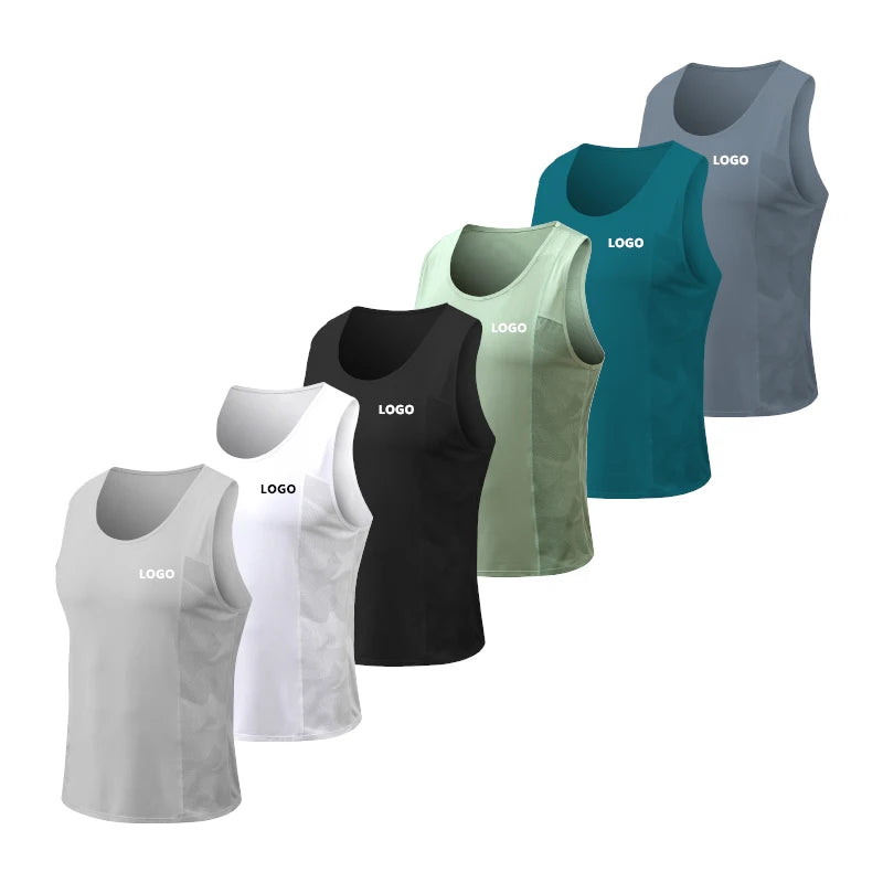Men's Gym Clothing Custom Logo Printed Breathable Split Joint Mesh Fabric Sweat Vest with O-Neck New and Stylish Tank Tops