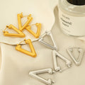 YF3683 Fashion Jewelry 18k Gold Plated Stainless Steel Inverted Triangle Women's Waterproof Hoop Earrings