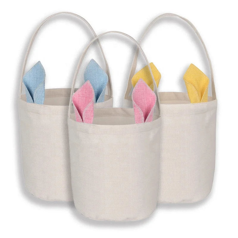 Sublimation Easter Bunny Basket Wholesale Custom Blank Kids Personalized Easter Handbag
