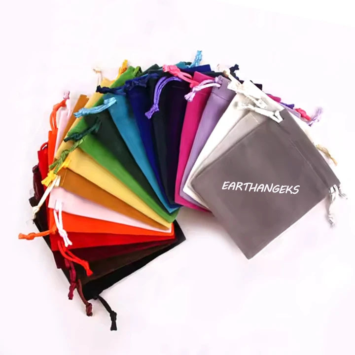 8x10cm Custom Jewelry Bag Jewelry Pouch with logo Dust Bags Soft Velvet Gift Packaging Drawstring Pouch Storage Bag
