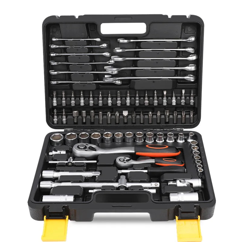 Goodking Crv Diy Tools 1/2" 1/4"Dr Socket Wrench Set Box All in One for Home With 72T Wrench
