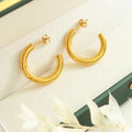 New Stainless Steel C Shape Big Small Hoop Earrings 18k Gold Plated Hoop Earrings for Women