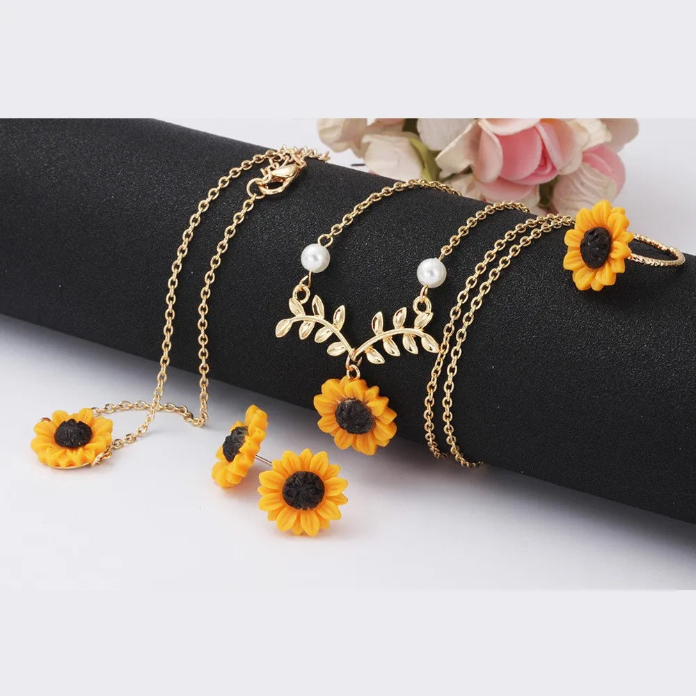 Cartoon Stainless Steel Jewelry Plated 18k Gold and Silver Necklace and Earrings Set for Girls