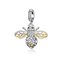 Factory Wholesale 925 Sterling Silver Clear Zircon Bee Charms Insect Pendant Fit Original Bracelets & Necklaces Jewelry SCC1125