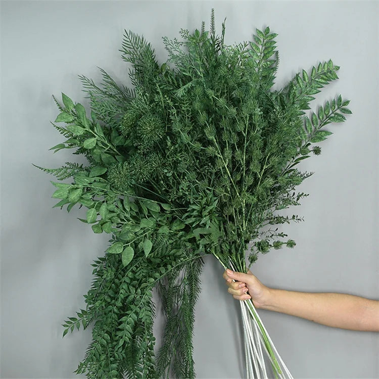 U-3058  Factory Price Artificial Pink Green Plastic Eucalyptus Leaves Flowers for Wedding Decor