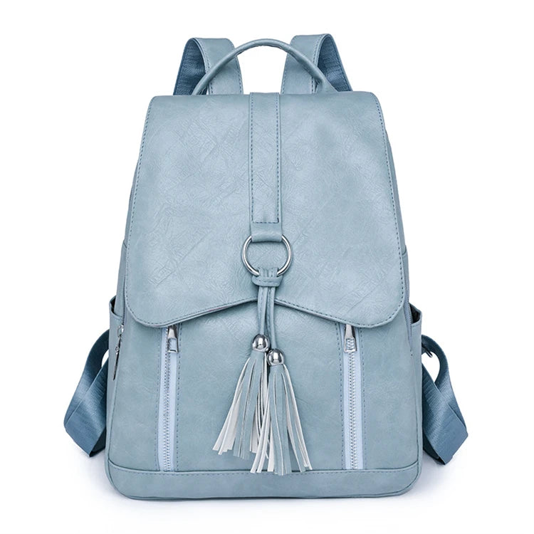 Trend 2025 Vintage Luxury logo Travel Blue Large Sports Outdoor Women's Reinforced Pu Leather Backpack for Work
