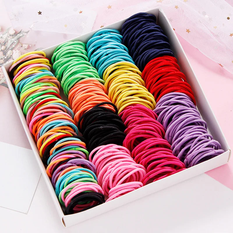 Girls Colorful Nylon Basic Elastic Hair Bands Kids Pigtails Hair Tie Rubber Bands Headband Fashion Hair Accessories