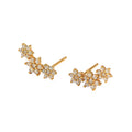 925 Silver Gold Plated Wedding Jewelry Cubic Zirconia Earrings Black CZ Stone Crystal Flower Stud Earrings
