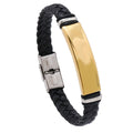 Fashion Classic Titanium Steel Bracelet With Woven Leather and Lettering Charm Style Bracelets for Men