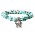 8mm Beaded Stone Bracelet for Women Jewelry Yoga Healing Crystal Butterfly Charm Pendant Handmade Stretch Stone Bracelet