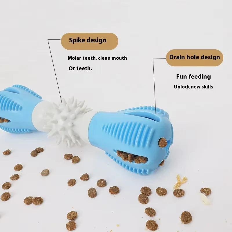 Pet Chew Leakage Toy Dumbbell Teeth Grinding Cleaning Rubber Toys Dog Bite Resistance Dumbbell Dog Chew Leakage Toy