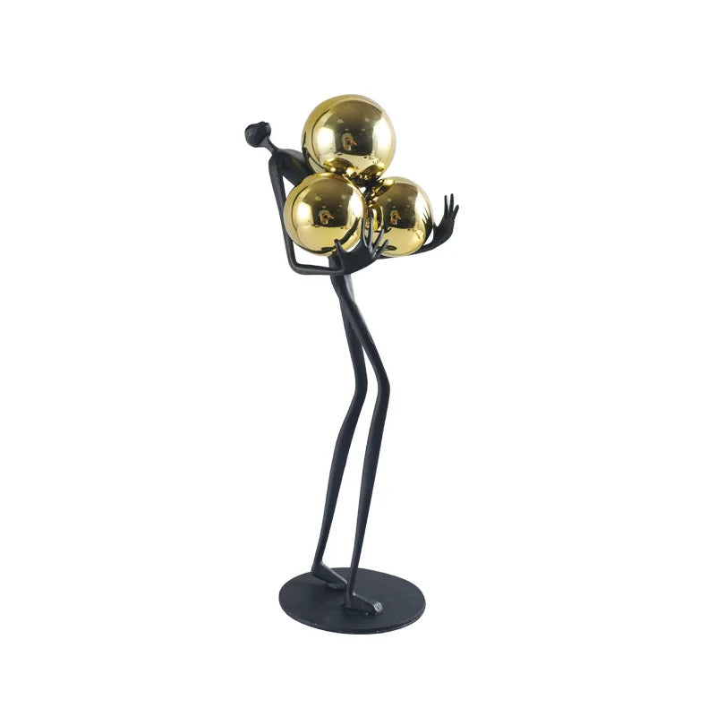 Modern Light Luxury Home Decorations Creative Metal Holding Ball Figure Sculpture Resin Ornaments