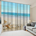 Good Quality 3d Landscape Digital Printing Beach Shell Scenery Blackout Curtain for Bedroom